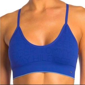 Tommy Hilfiger Scoop Neck Logo Bralette Surf the Web Blue Large
